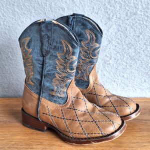 Roper Kids Toddler Cowboy Boots Unisex 8 Blue Cross Cut Western 25 EU Boys Girls
